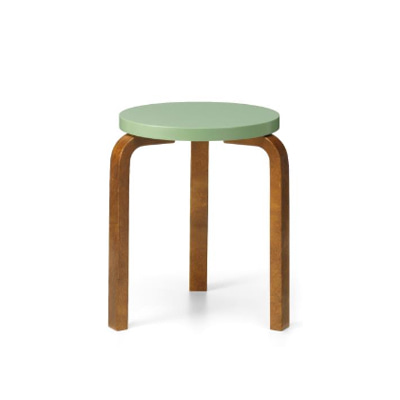 Stool 60 Pale Green Lacquered/Walnut Stained, 베뉴페, 아르텍 ARTEK
