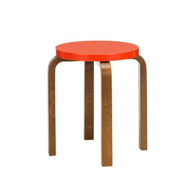 Stool E60 Bright Red Lacquered/Walnut Stained, 베뉴페, 아르텍 ARTEK