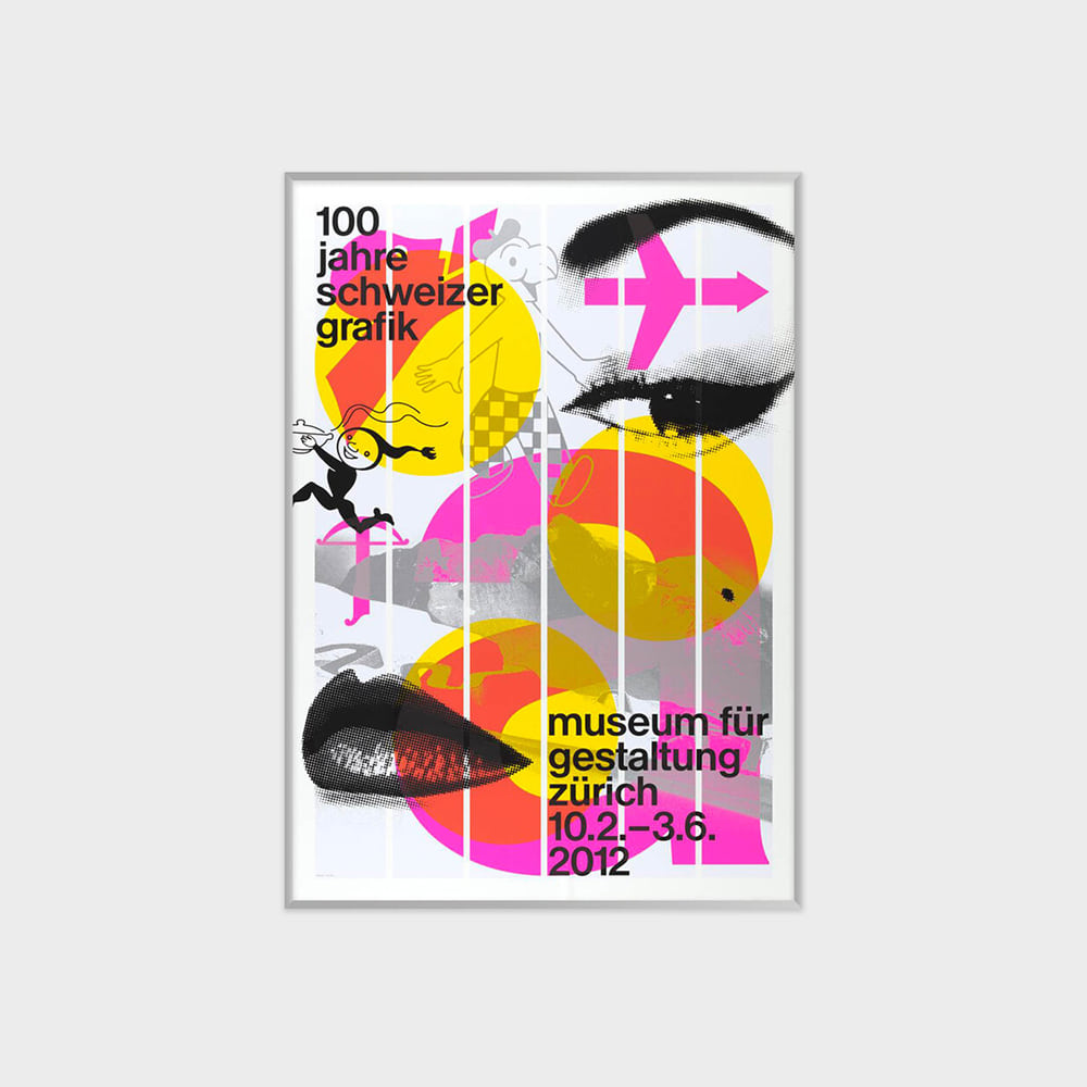 [스위스 디자인 포스터] 100 YEARS OF SWISS GRAPHICS (액자포함) 89.5×128cm, 베뉴페, 마이온프라이빗 myownprivate